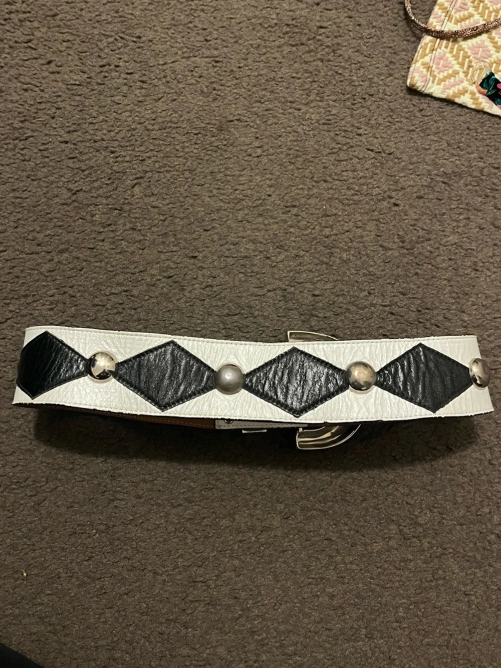 Vintage Streets Ahead Geometric Studded Leather Belt